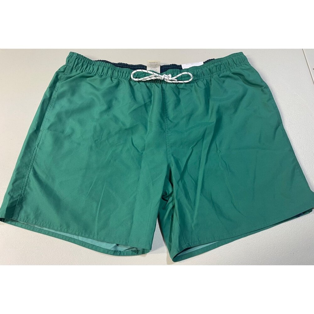 St John's Bay Mens XXL Green Swim Short Mesh Lining & Drawstring Waist